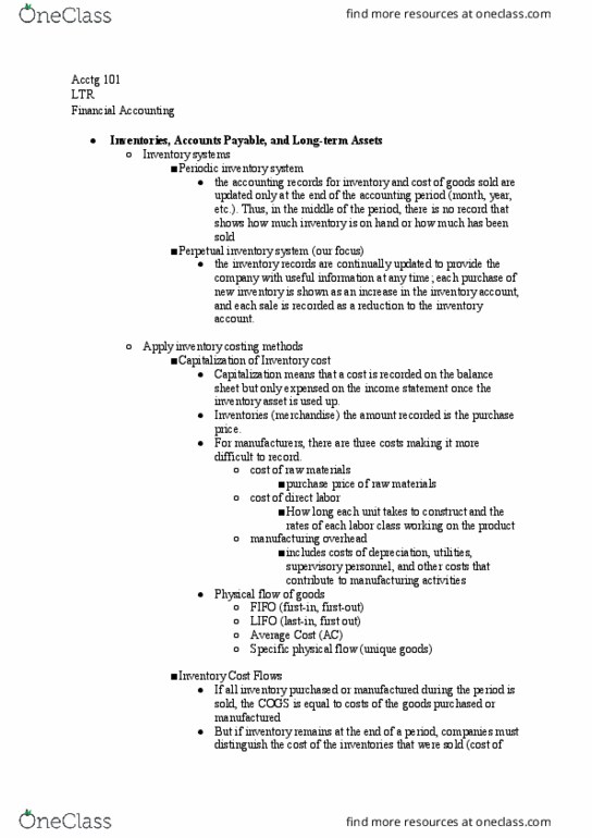 ACCTG 101 Lecture Notes - Lecture 8: Income Statement, Operating Cash Flow, The Home Depot thumbnail
