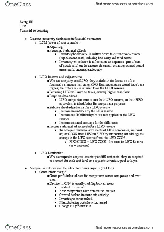 ACCTG 101 Lecture Notes - Lecture 9: Financial Statement, Balance Sheet, Income Statement thumbnail