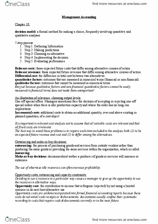 ECON1013 Lecture Notes - Lecture 1: Insourcing, Opportunity Cost, Sunk Costs thumbnail