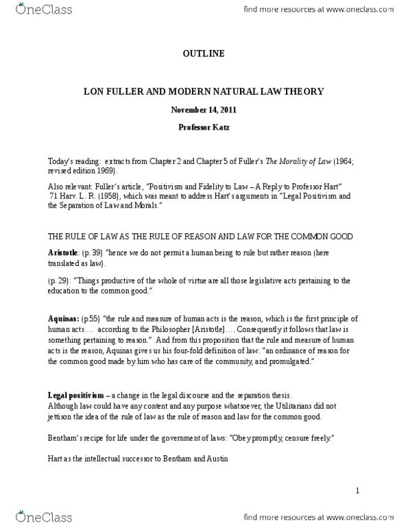 HUMA 1825 Lecture Notes - William Henry Harvey, Legal Positivism, Lawas thumbnail