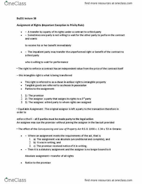 BU231 Lecture Notes - Lecture 38: Operating Cash Flow, Rescission, Intangible Property thumbnail