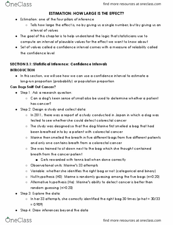 STATS 13 Chapter Notes - Chapter 3.1: Colorectal Cancer, Alternative Hypothesis, Null Hypothesis thumbnail