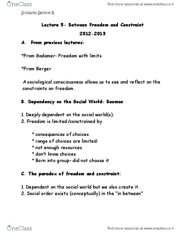 SOCI 2040 Lecture Notes - Hans-Georg Gadamer, Social Order, Social Forces thumbnail