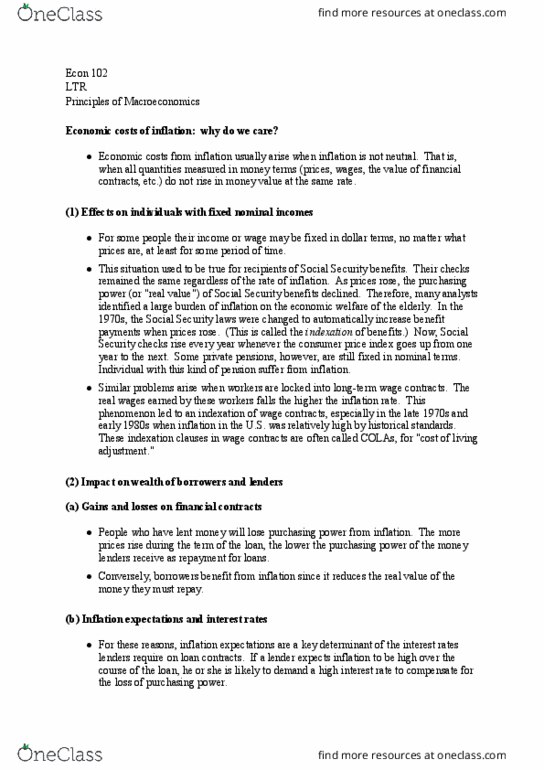 ECON 102 Lecture Notes - Lecture 10: Nominal Interest Rate, Real Interest Rate thumbnail