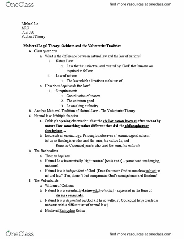 POLS 320 Chapter Notes - Chapter 7: Voluntaryism, Omnipotence, Pope John Xxii thumbnail