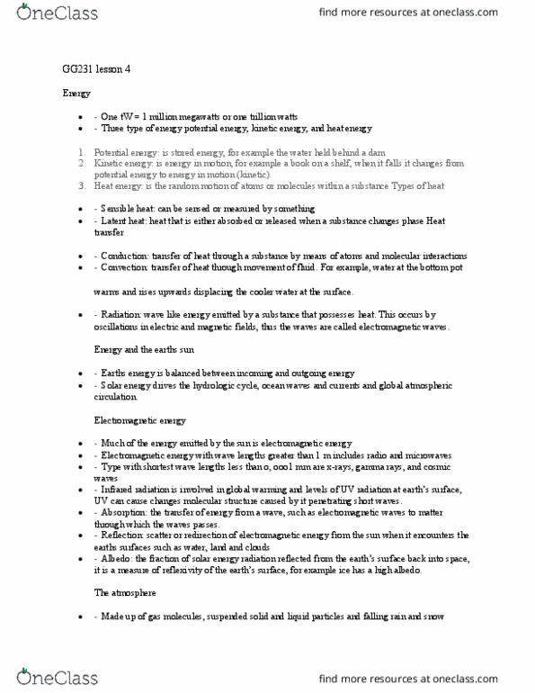 GG231 Lecture Notes - Lecture 4: Atmospheric Circulation, Cumulus Cloud, Sensible Heat thumbnail