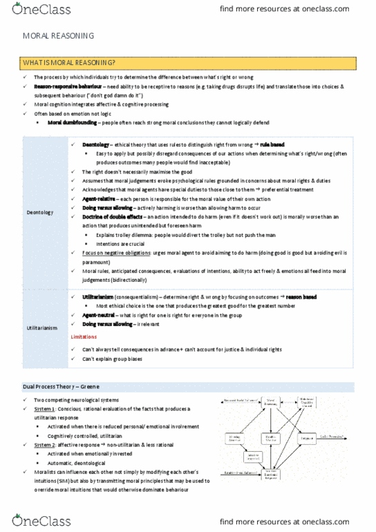 CAOT 31 Lecture Notes - Lecture 3: Trolley Problem, Dual Process Theory, Moral Agency thumbnail