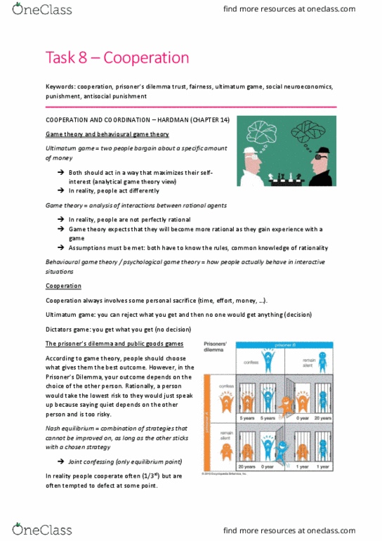 CAOT 31 Lecture Notes - Lecture 21: Public Goods Game, Ultimatum Game, Dictator Game thumbnail