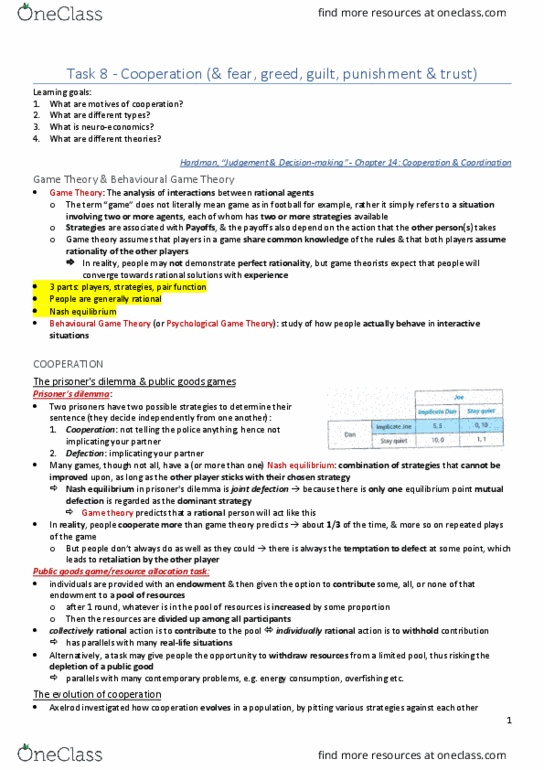 DANCEST 805 Lecture Notes - Lecture 9: Enhanced Cooperation, Metallizing, Public Goods Game thumbnail