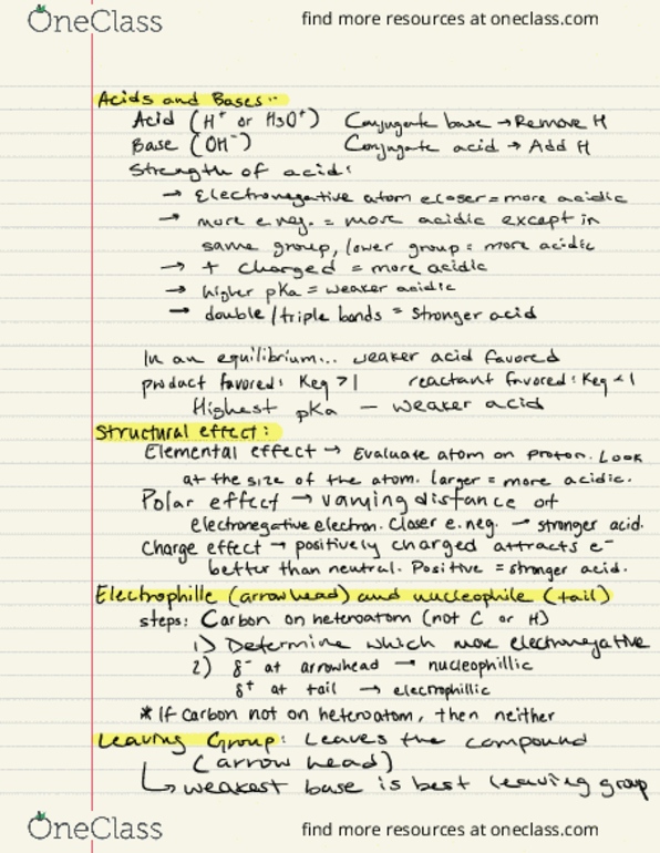 CHE 202 Lecture Notes - Lecture 13: Heteroatom, Leaving Group, Conjugate Acid thumbnail