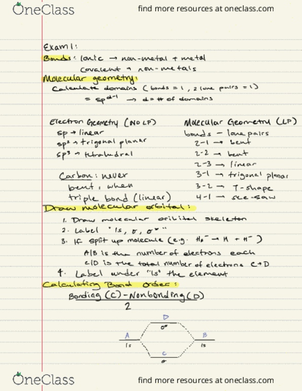 CHE 202 Lecture Notes - Lecture 12: Trigonal Planar Molecular Geometry, Bond Order, Covalent Bond thumbnail