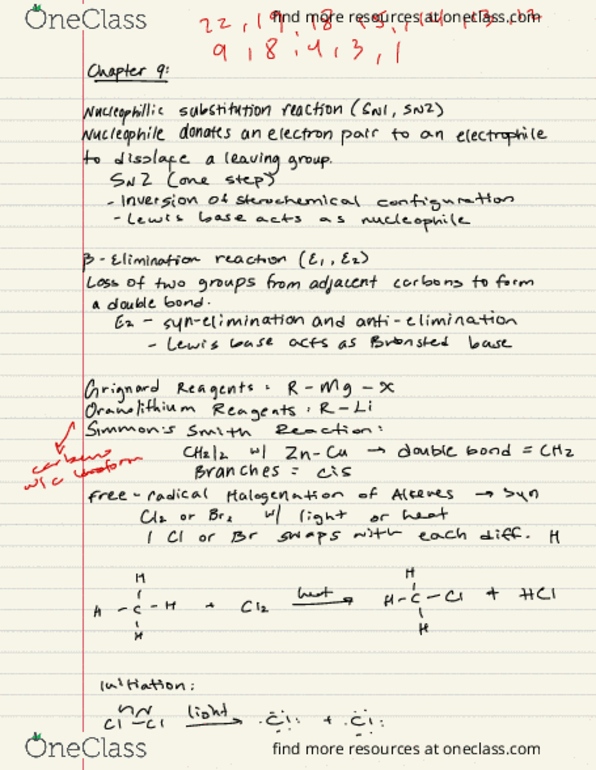 CHE 202 Lecture Notes - Lecture 24: Syn And Anti Addition, Elimination Reaction, Nucleophile thumbnail