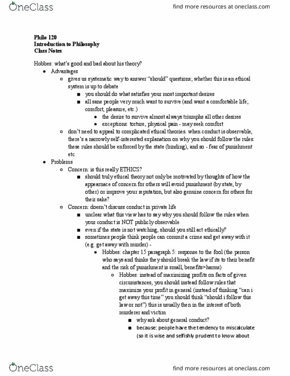 PHILO-120 Lecture Notes - Lecture 10: Rational Egoism, Consequentialism, Psychological Egoism thumbnail