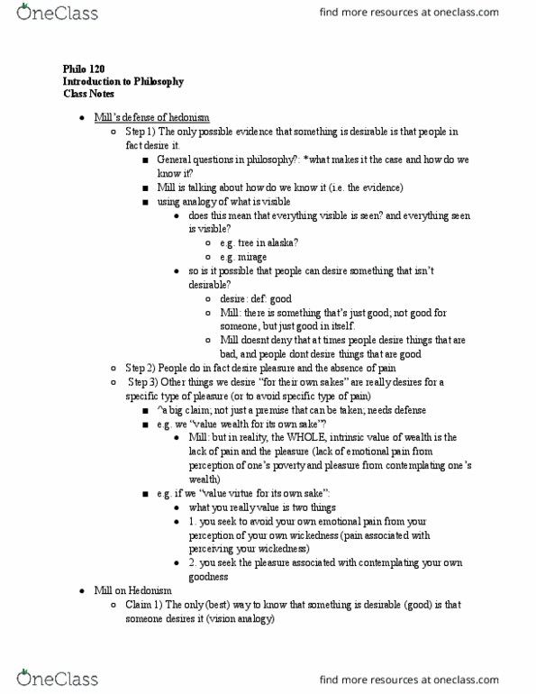 PHILO-120 Lecture Notes - Lecture 12: Rational Egoism, Hedonism, Pie Chart thumbnail