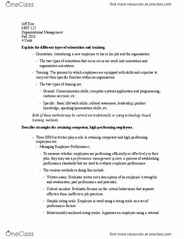 MGT 125 Chapter Notes - Chapter 1: Work Unit, Communication thumbnail