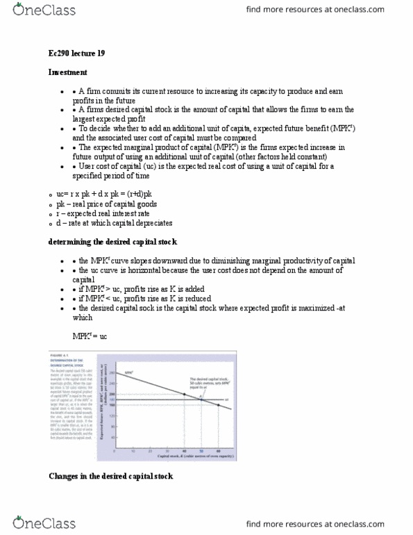 EC290 Lecture Notes - Lecture 19: Marginal Product, Real Interest Rate thumbnail