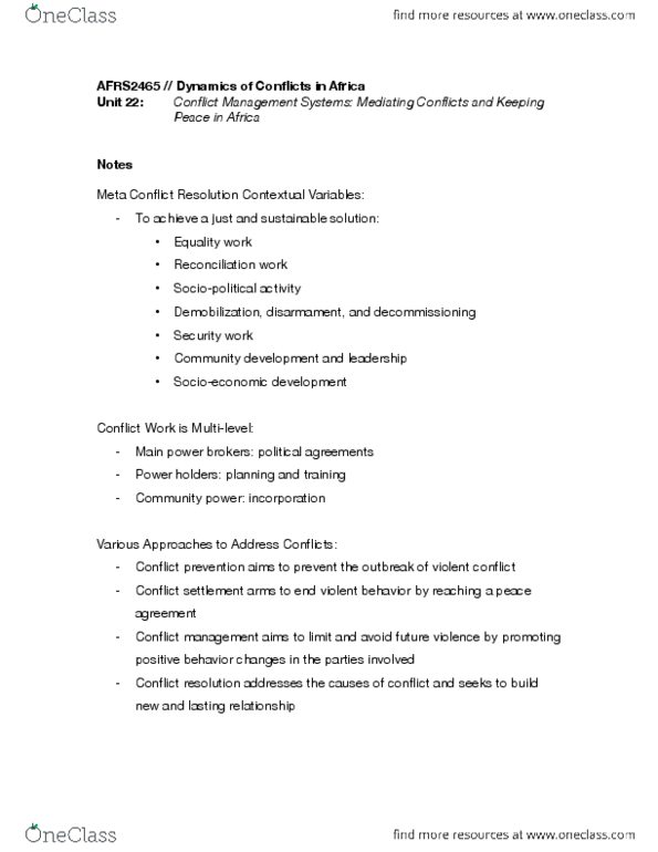 AFRS 2465 Lecture Notes - Conflict Resolution, Conflict Management, Conflict Transformation thumbnail