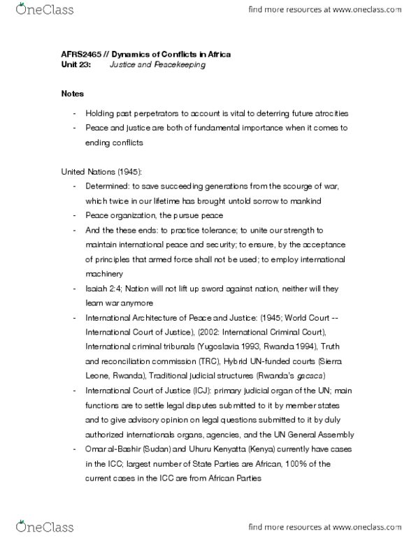 AFRS 2465 Lecture Notes - Uhuru Kenyatta, Secretary-General Of The United Nations, Thomas Lubanga Dyilo thumbnail