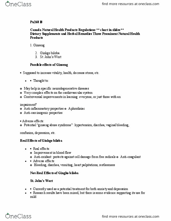 PS268 Lecture Notes - Lecture 8: Anticoagulant, Vaginal Bleeding, Antioxidant thumbnail