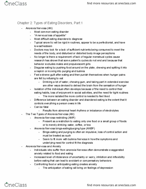 PSYCH 297R Chapter Notes - Chapter 2: Cardiac Arrhythmia, Binge Eating, Water–Electrolyte Imbalance thumbnail