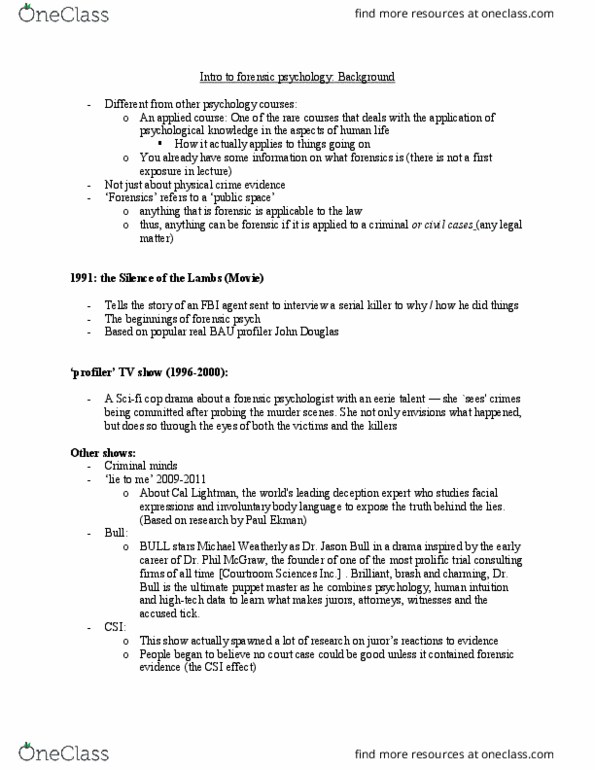 PSYCH 3CC3 Lecture Notes - Lecture 1: Lie To Me, Michael Weatherly, Phil Mcgraw thumbnail