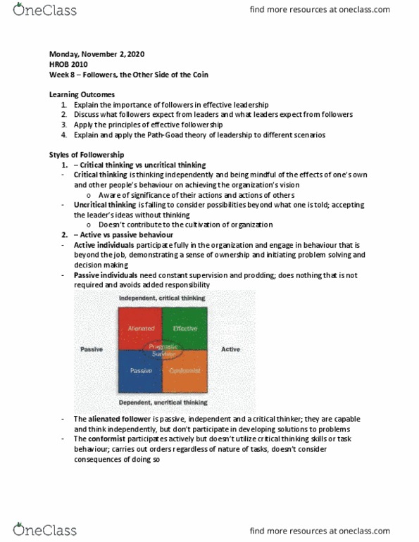 HROB 2010 Lecture Notes - Lecture 8: Critical Thinking, White Supremacy, Pragmatics thumbnail