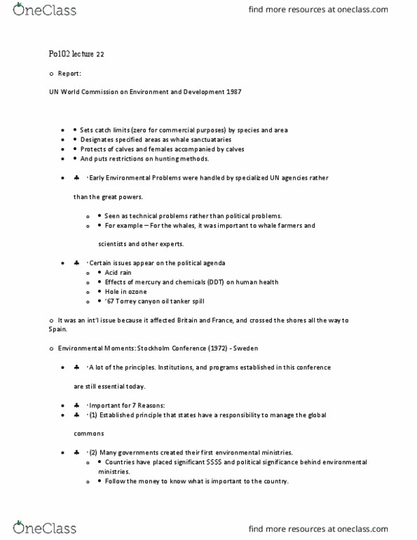 PO102 Lecture Notes - Lecture 22: List Of Specialized Agencies Of The United Nations, Global Commons, Acid Rain thumbnail
