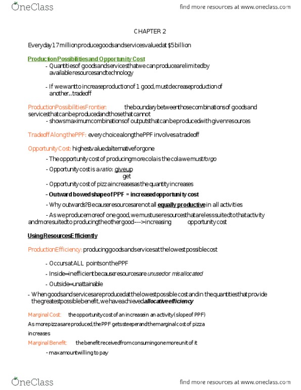 Economics 1021A/B Chapter Notes - Chapter 2: Opportunity Cost, Tim Hortons, Canadian Tire thumbnail