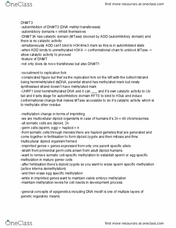 BIOL 483 Lecture Notes - Lecture 55: Epigenetics, H3K4Me3, Conformational Change thumbnail