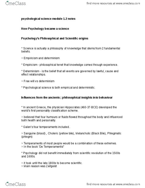 PSY100H1 Chapter Notes -Zeitgeist, Empiricism, Personality Psychology thumbnail