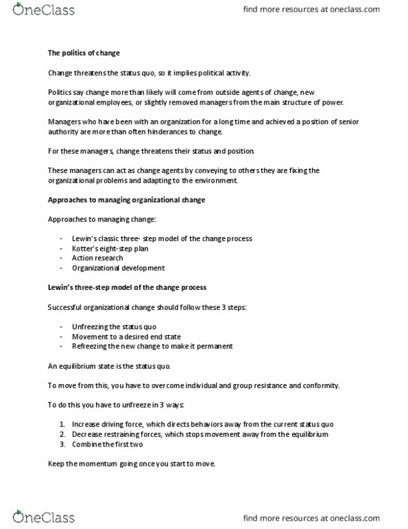 MGT 500 Lecture Notes - Lecture 74: John Kotter, Organization Development thumbnail