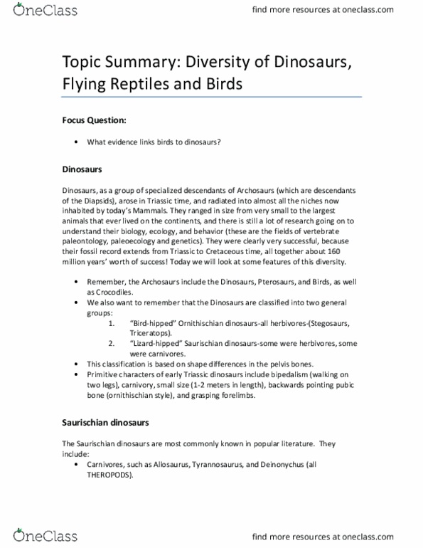 GEOL 11042 Lecture Notes - Lecture 27: Vertebrate Paleontology, Paleozoic, Niche Differentiation thumbnail