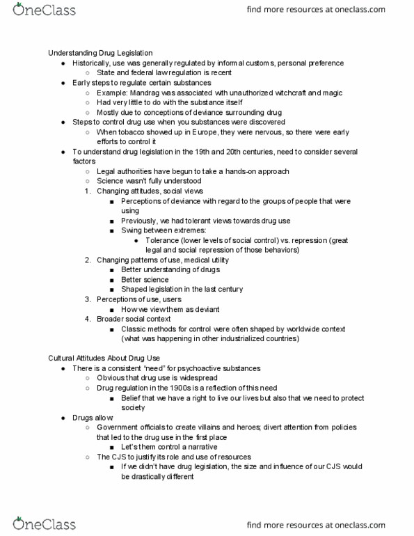 CRIM 3250 Lecture Notes - Lecture 2: Regulation Of Therapeutic Goods thumbnail