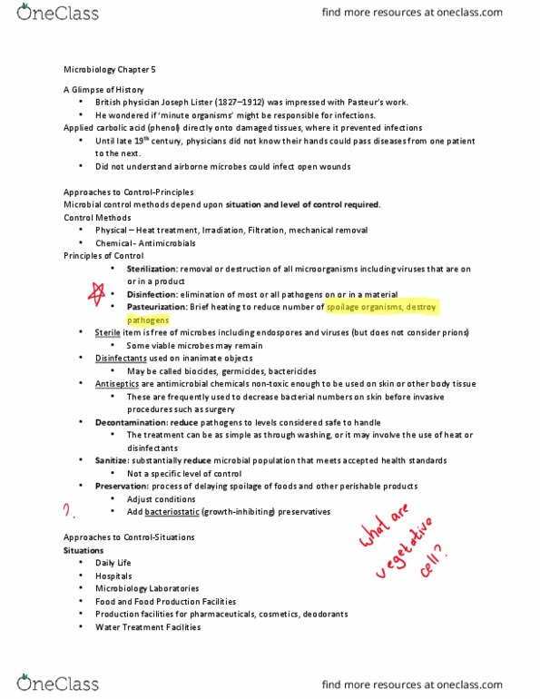 BIOL 230 Lecture Notes - Lecture 5: Disinfectant, Heat Treating, Salmonellosis thumbnail