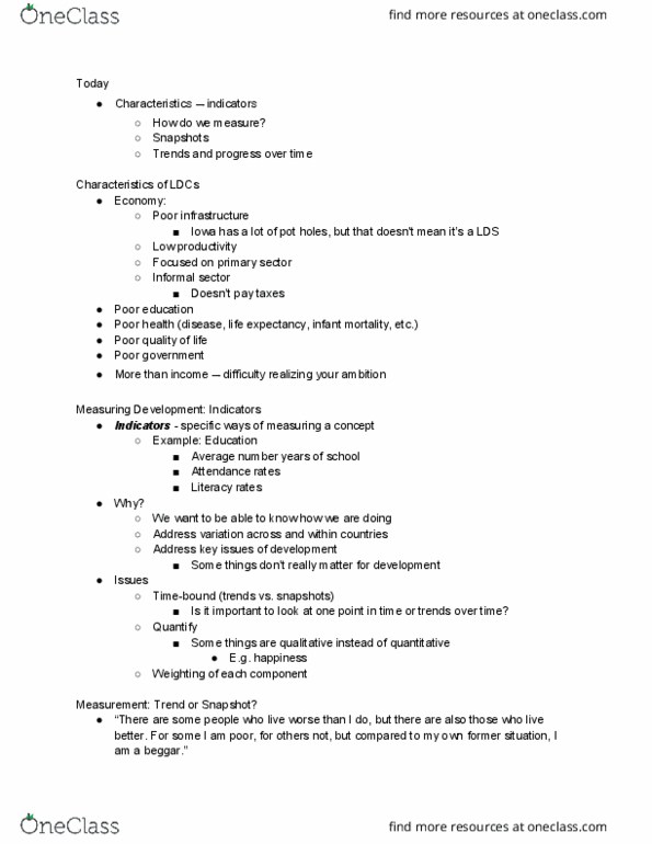 POLI 3424 Lecture Notes - Lecture 4: Capability Approach, Infant Mortality, Amartya Sen thumbnail