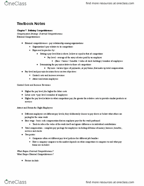MGT 462 Chapter Notes - Chapter 7: Level Set, Market Rate, Product Market thumbnail