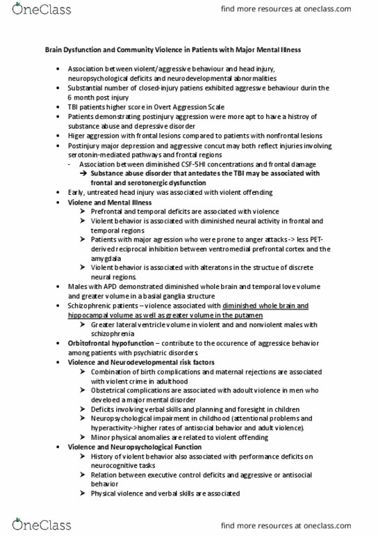 BUS 17 Lecture Notes - Lecture 8: Amygdala, Comorbidity, Lateral Ventricles thumbnail