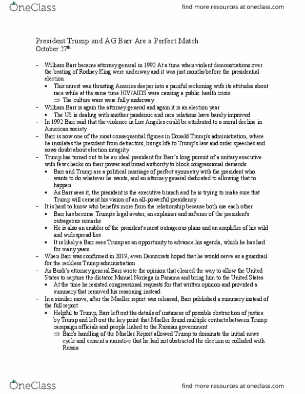 POLS 121 Chapter Notes - Chapter NA: Unitary Executive Theory, Rodney King thumbnail