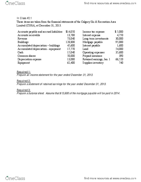 ACCTG414 Chapter Notes - Chapter 2: Accounts Payable, Retained Earnings, Interest Expense thumbnail