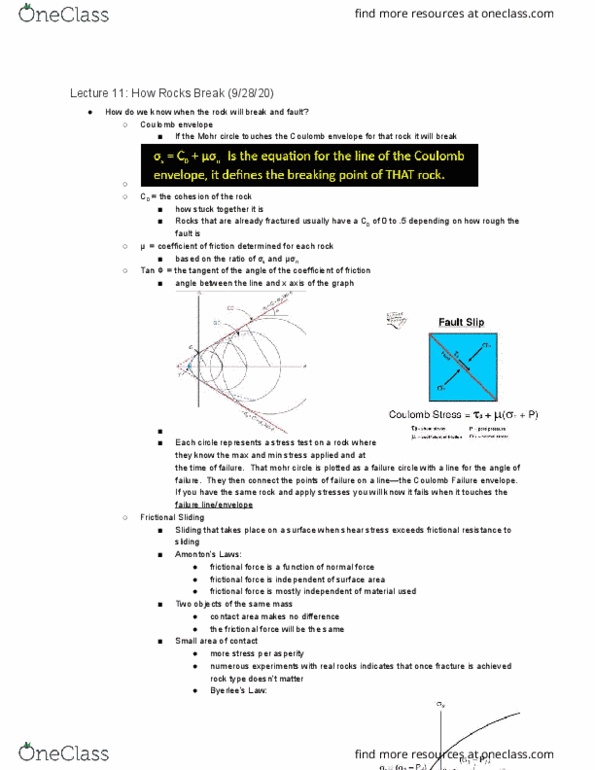 GEOL 352 Lecture Notes - Lecture 11: Overburden Pressure, Friction thumbnail