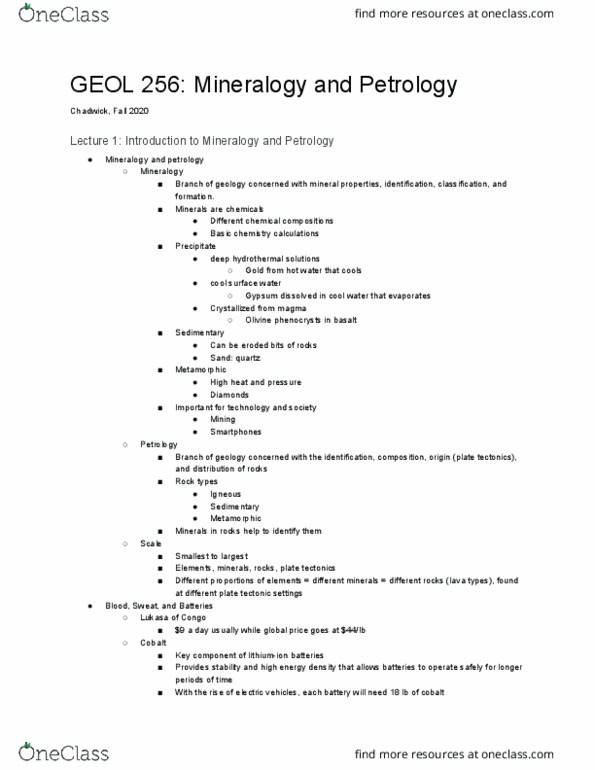GEOL 256 Lecture Notes - Lecture 1: Petrology, Energy Density, Plate Tectonics thumbnail