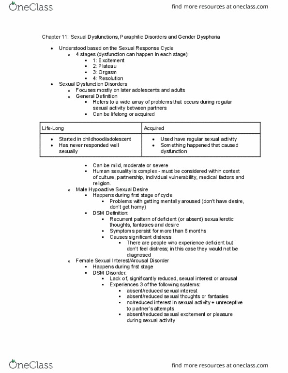 PSYC 2011 Lecture Notes - Lecture 18: Sexual Dysfunction, Dysphoria, Human Sexuality thumbnail