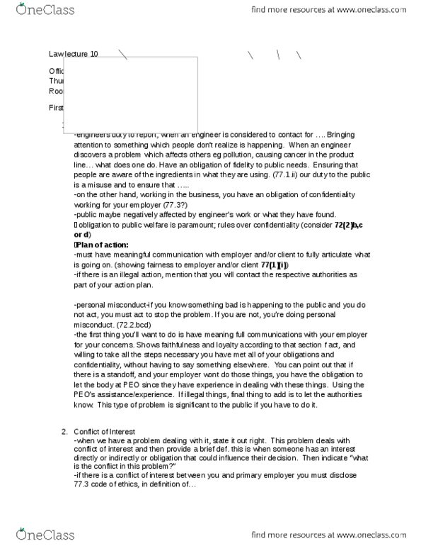 GNG 4170 Lecture Notes - Lecture 10: Indemnity, Whistleblower thumbnail