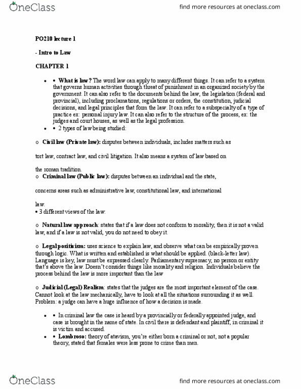 PO210 Lecture Notes - Lecture 1: Public Law, Superior Court, Atavism thumbnail
