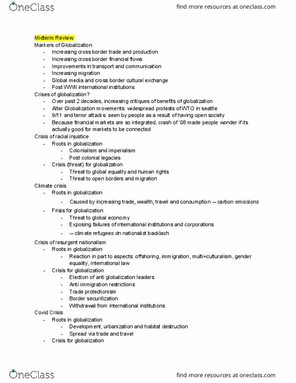 GLBL ST 1 Lecture Notes - Lecture 10: Habitat Destruction, Offshoring, Southeast Asia thumbnail