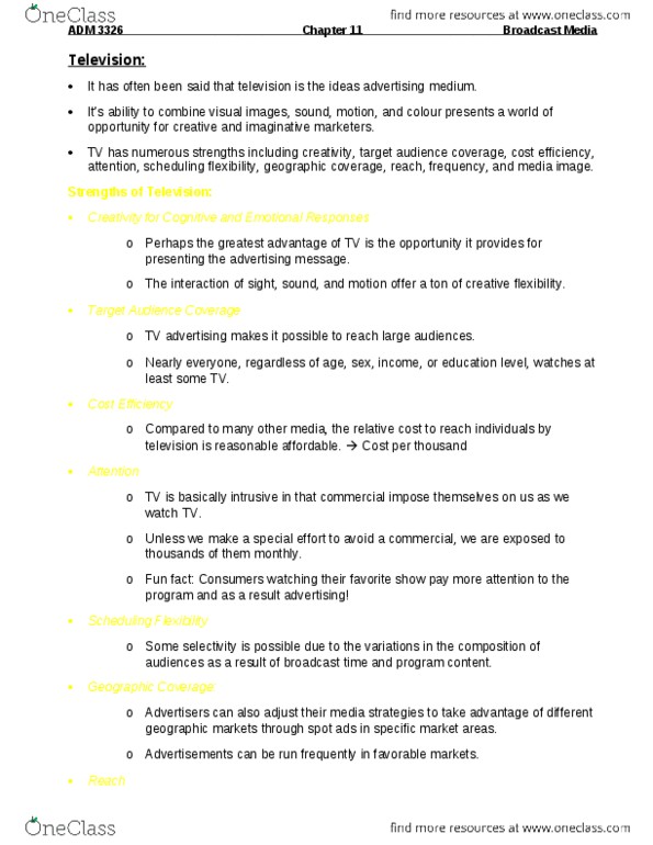 ADM 3326 Chapter Notes - Chapter 11: Portable People Meter, Numeris, Bell Media Radio thumbnail