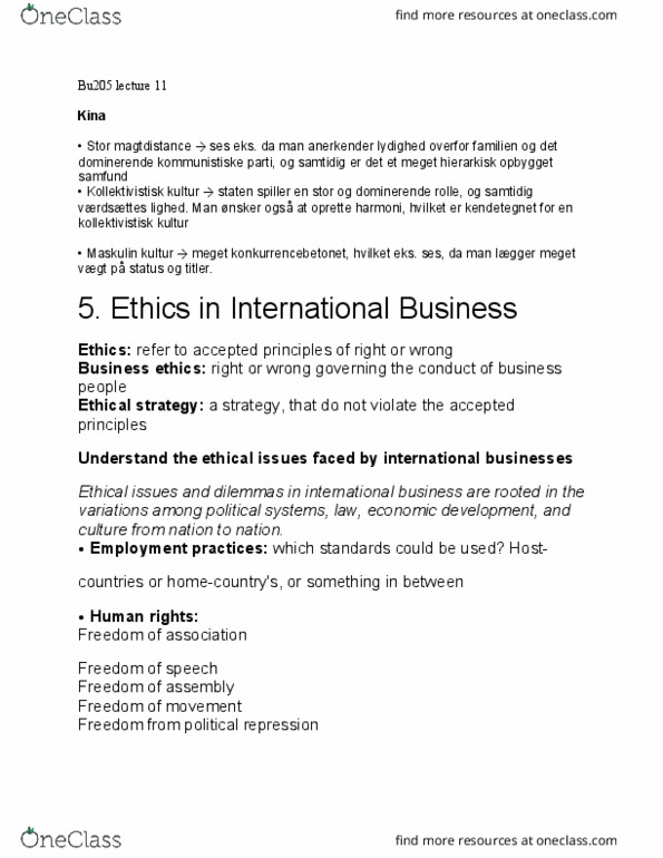 BU205 Lecture Notes - Lecture 11: Business Ethics thumbnail