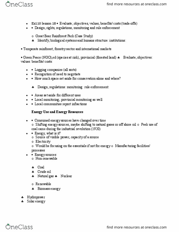 ES110 Lecture Notes - Lecture 18: Greenpeace, Great Bear Rainforest, Industrial Revolution thumbnail