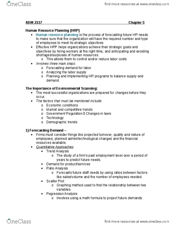 ADM 2337 Lecture Notes - Succession Planning, Flextime, Absenteeism thumbnail