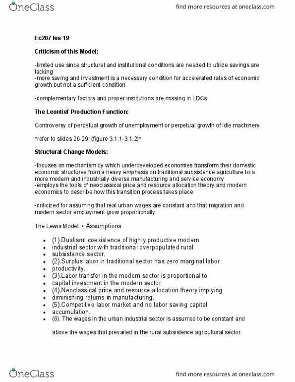 EC207 Lecture Notes - Lecture 19: Surplus Labour, Subsistence Agriculture, Capital Accumulation thumbnail